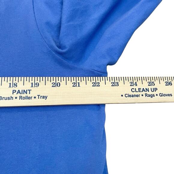 Talbots Cotton Eyelet Embroidered Tshirt XL Blue 3/4 Sleeve Boat Neck Classic - Picture 8 of 9